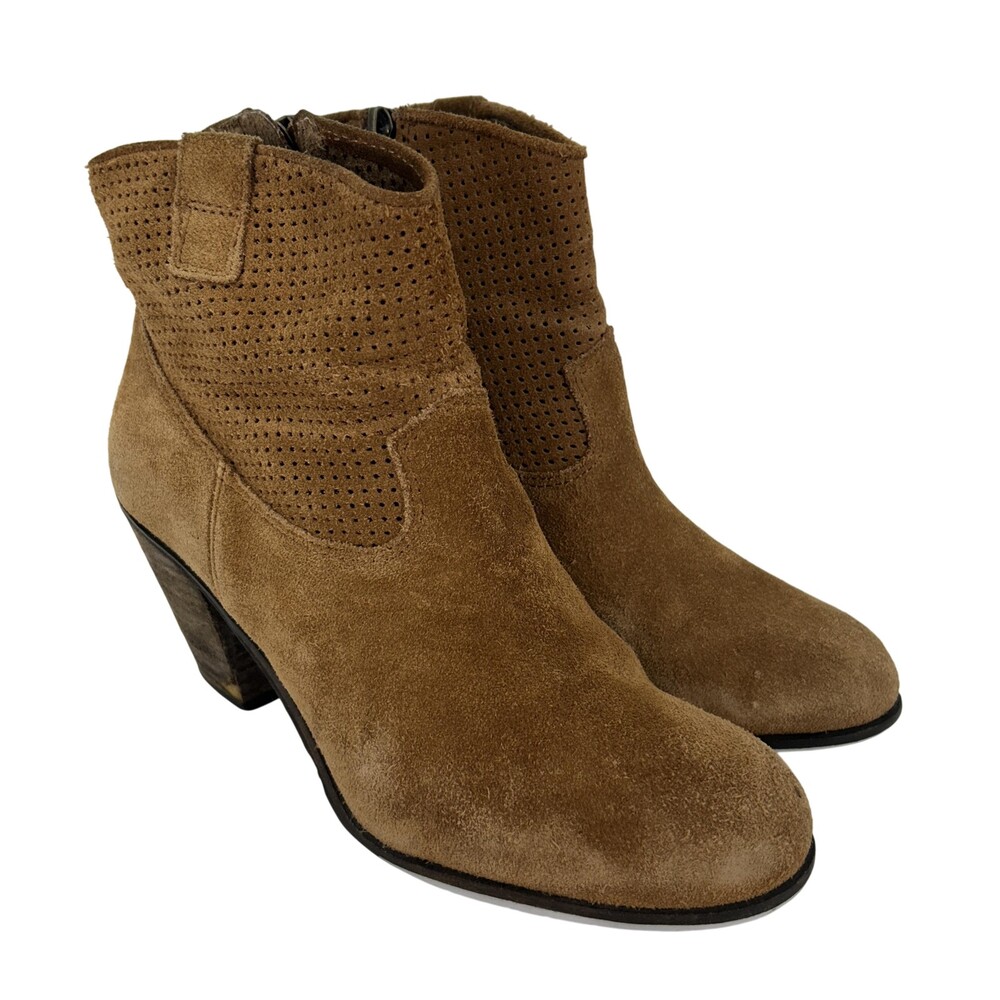 Vince Camuto Boots Womens Size 8 Toast Suede Perforated Ankle Booties VC-Holden